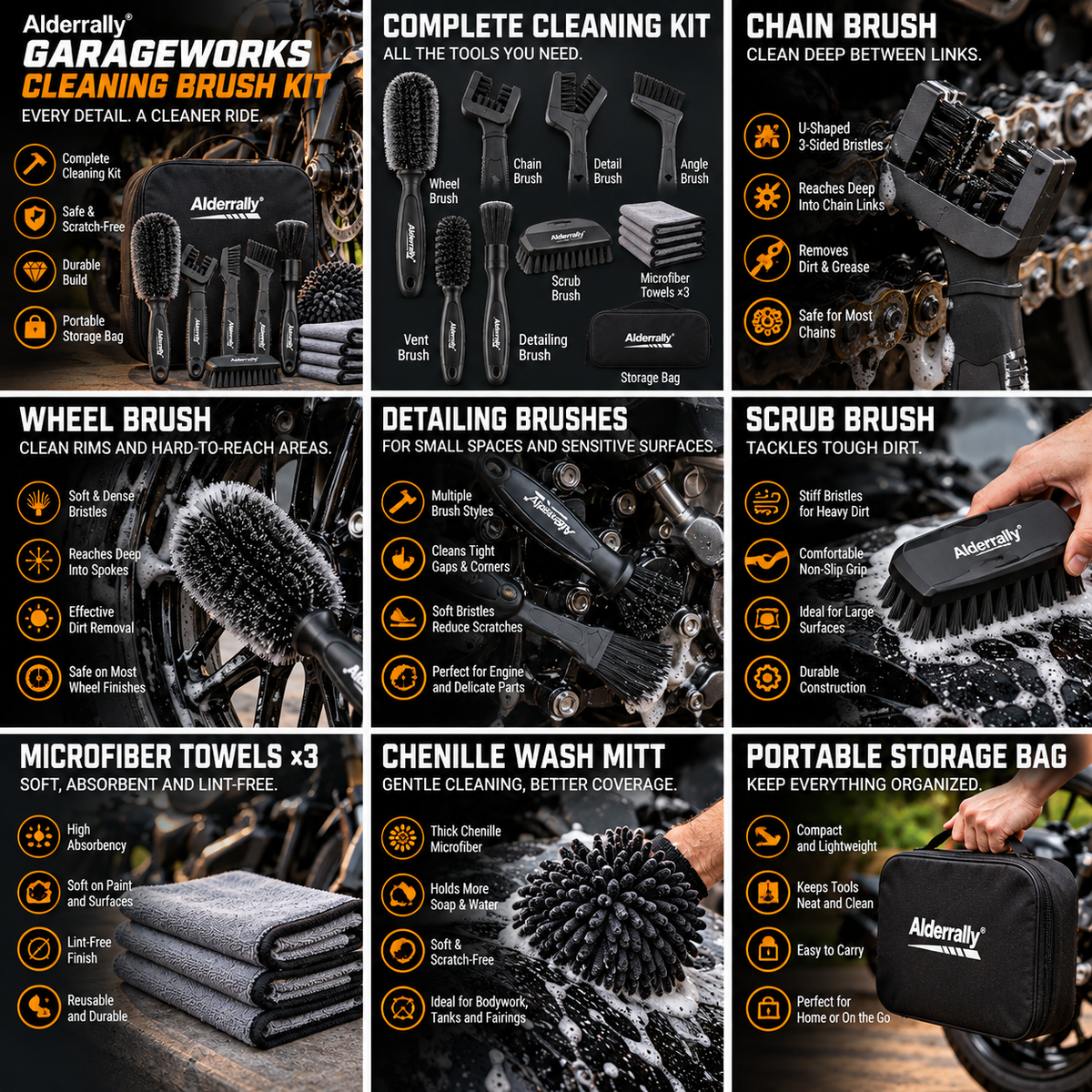 Alderrally® GarageWorks Cleaning Brush Kit