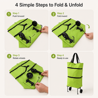 🛒Foldable shopping trolley – Practical shopping bag with wheels for daily shopping