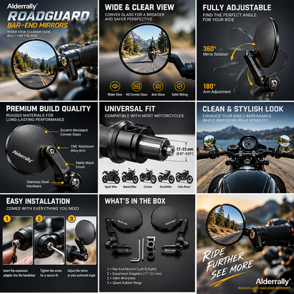Alderrally® Roadguard Bar-End Mirrors