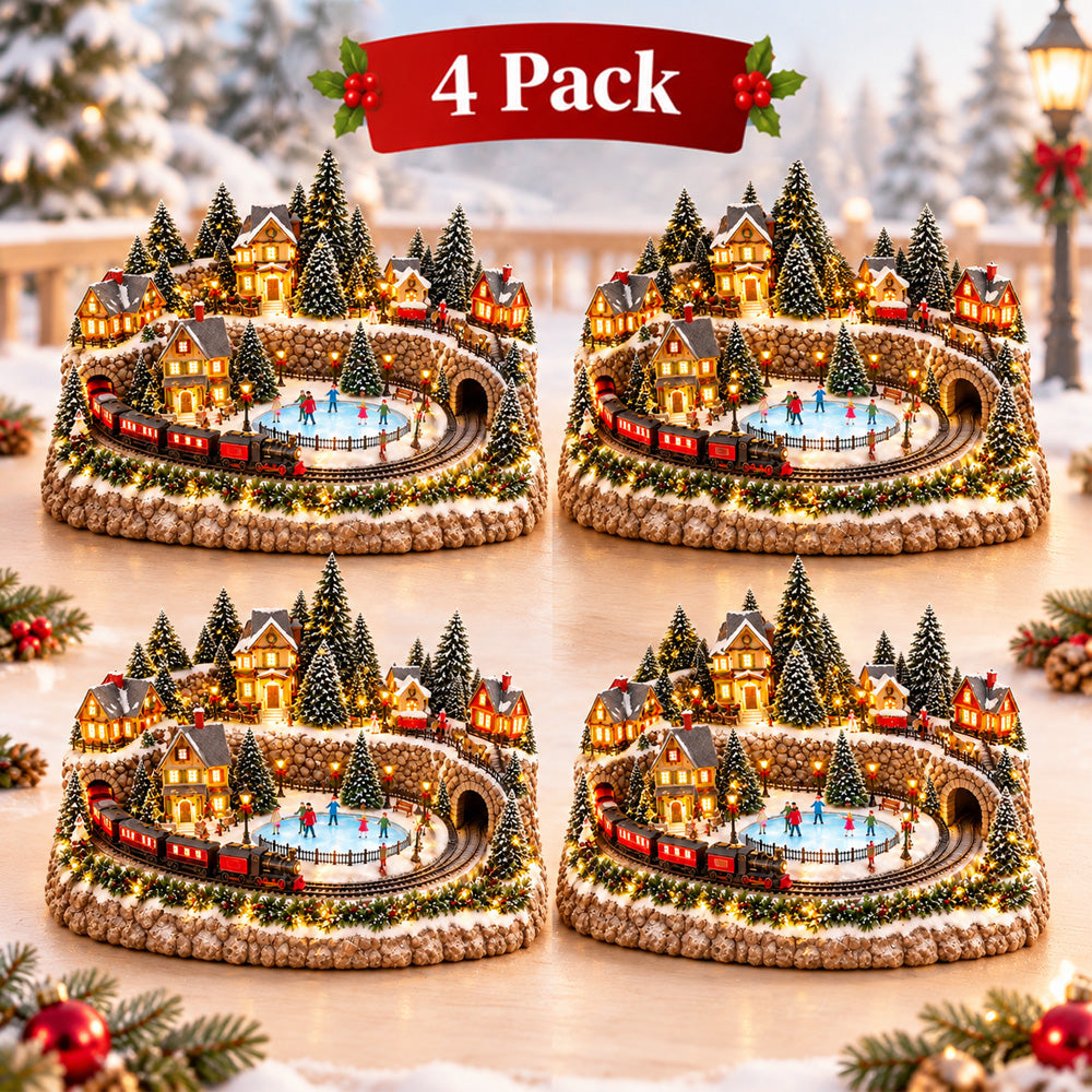 🔥Limited-Time Christmas Special 🔥 Animated Holiday Train & Ice Rink Scene ✨