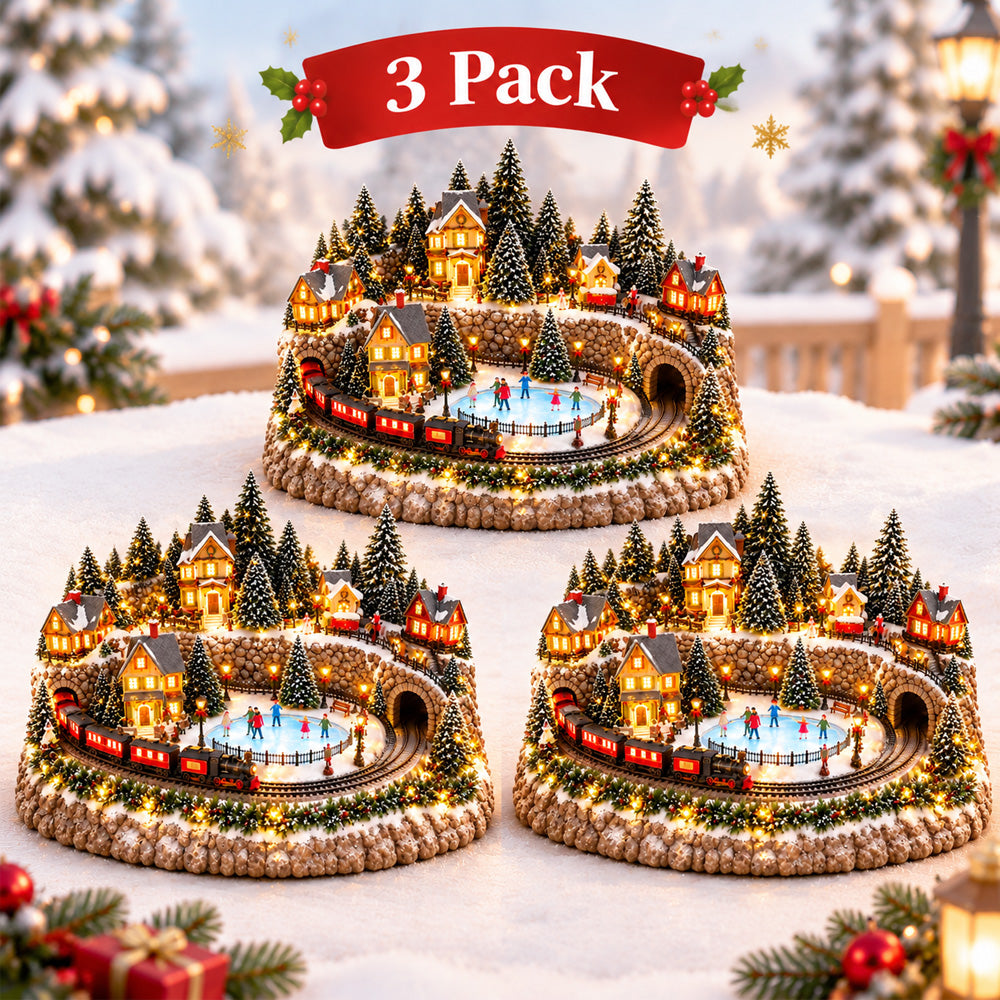 🔥Limited-Time Christmas Special 🔥 Animated Holiday Train & Ice Rink Scene ✨