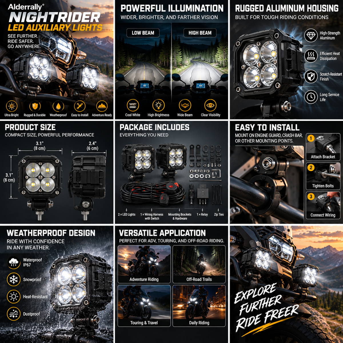 Alderrally® NightRider LED Auxiliary Lights