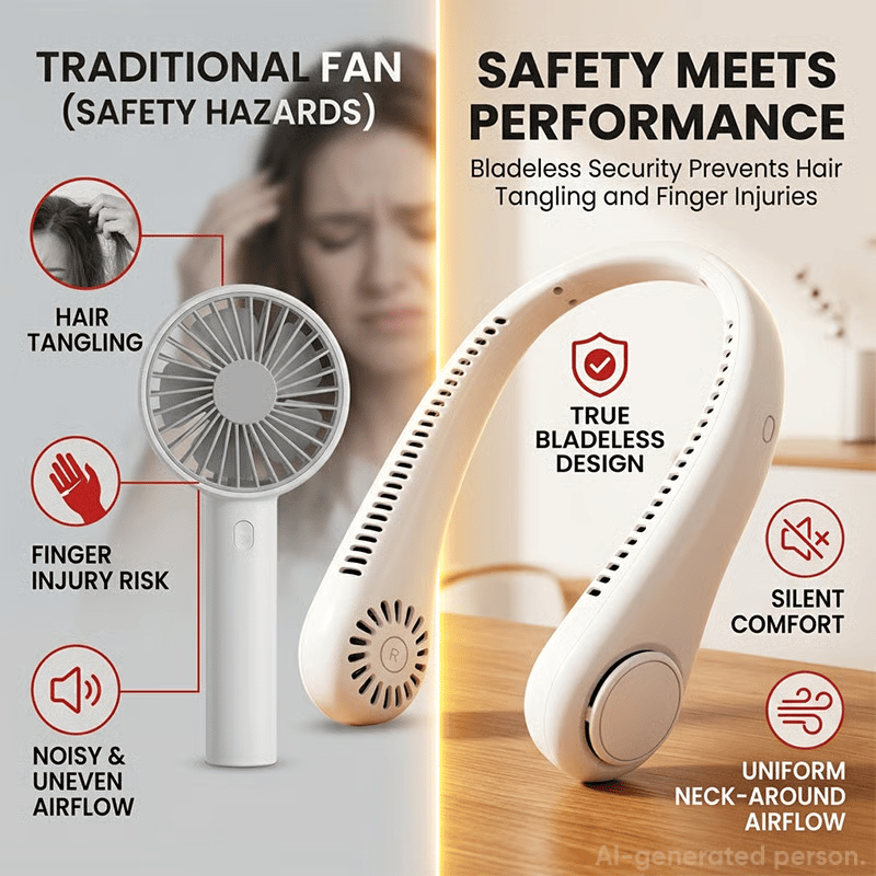 🔥Last Day 49% OFF🔥🍃 Portable Bladeless Neck Fan