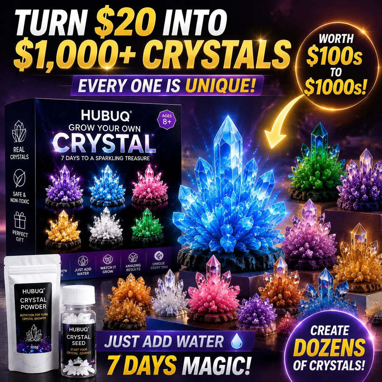 HUBUQ® Luxury Crystal Atelier – Premium Crystal Growth Powder
