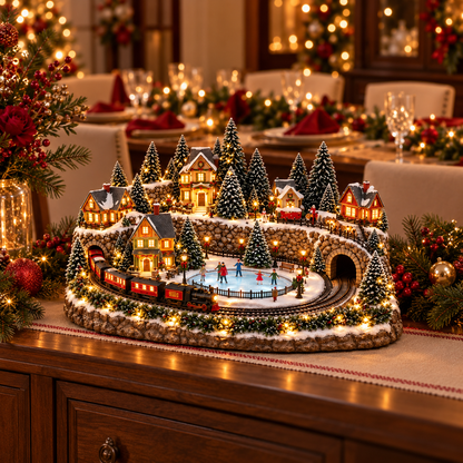 🔥Limited-Time Christmas Special 🔥 Animated Holiday Train & Ice Rink Scene ✨