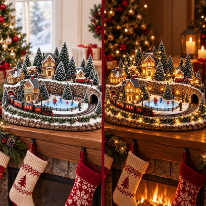 🔥Limited-Time Christmas Special 🔥 Animated Holiday Train & Ice Rink Scene ✨